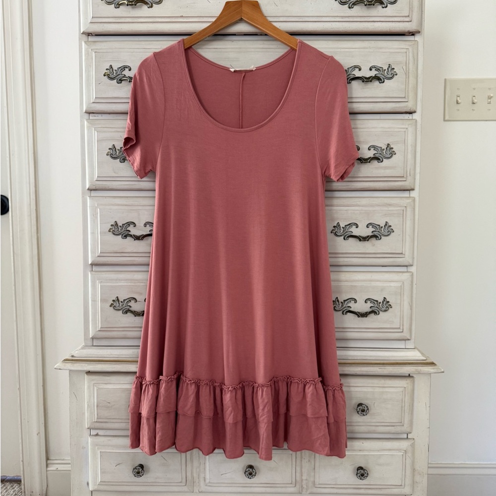 Vici Pink Ruffle Hem Babydoll Top